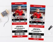 Ice hockey birthday ticket invitation with photo, ticket invite, ice hockey invite, sports birthday invitation, boys birthday invite