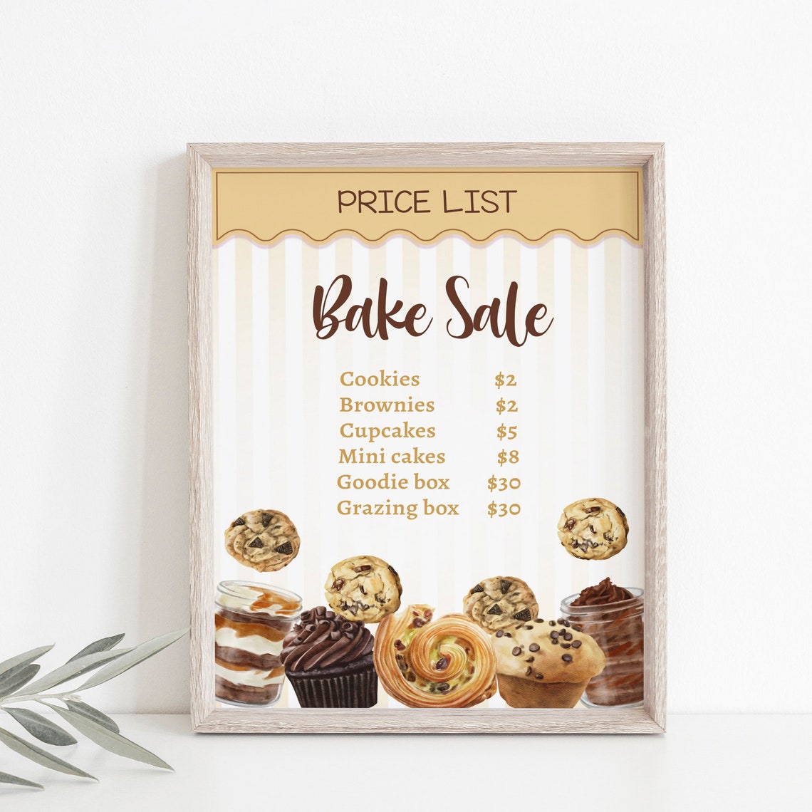 Bake Sale Price List Editable, Instant Download Bake Sale Sign, DIY ...