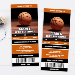 Basketball Birthday Invitation, Basketball Ticket Invite, Sports Birthday Invitation, Rookie of the Year, All Star, Boys Birthday Invitation