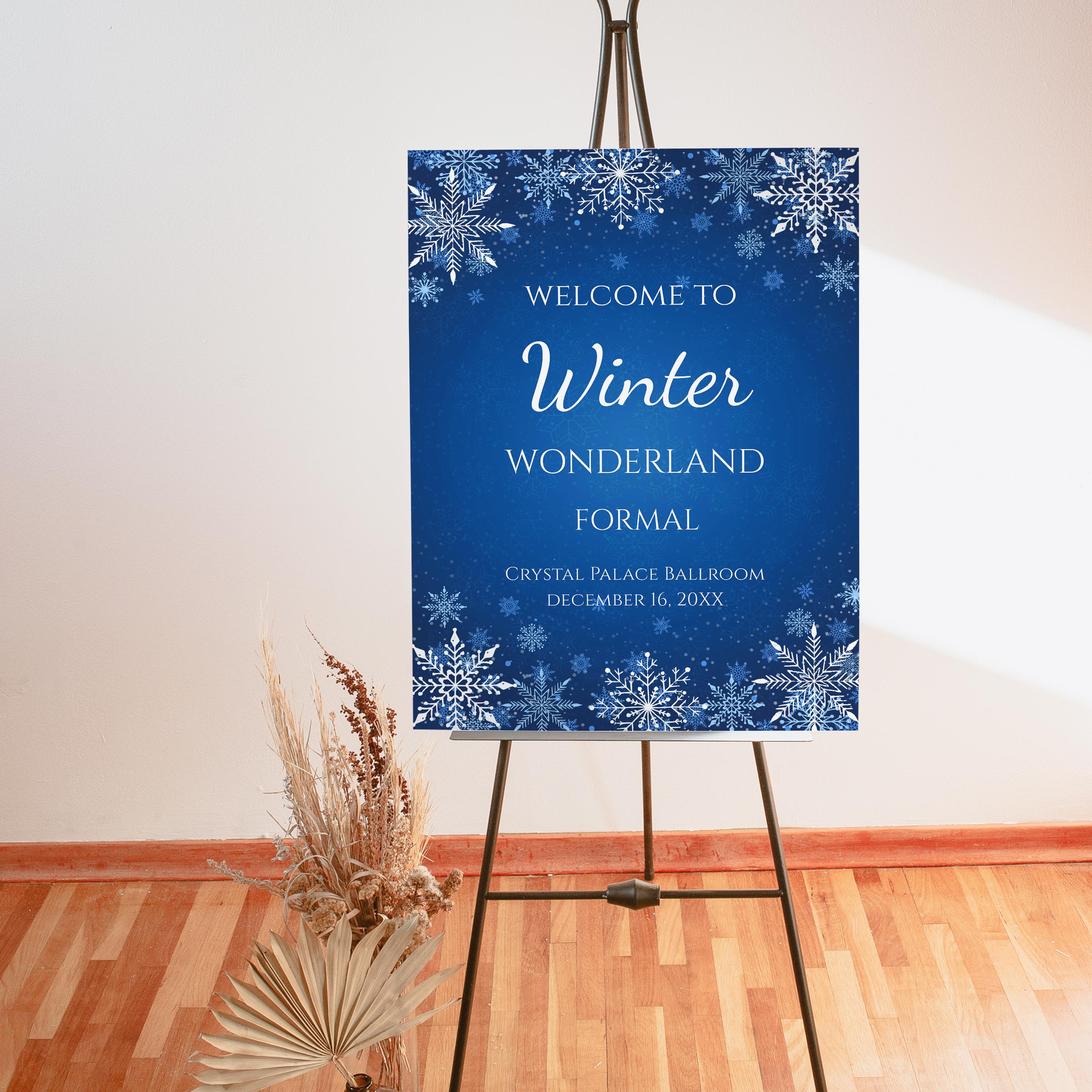 Editable Winter Wonderland Welcome Sign, Snowflakes Welcome Sign ...