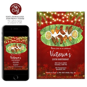 Filipino Birthday Invitation, Boodle Fight Invitation, Filipino Fiesta, Filipino Buffet Invite, Kamayan Invitation, Instant Download
