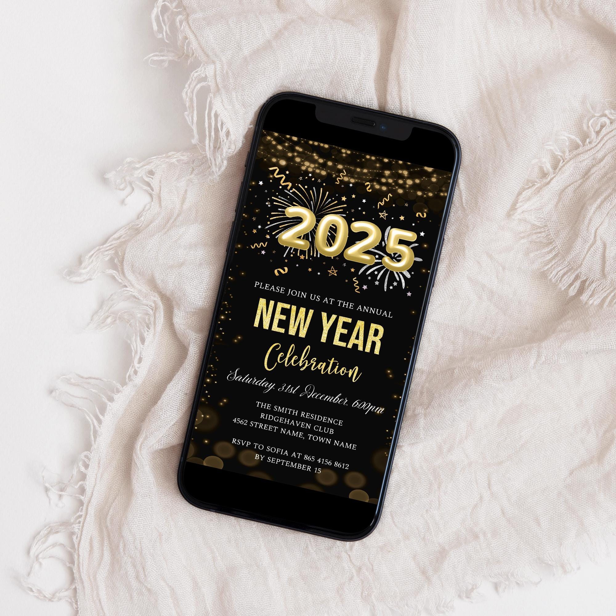 大晦日の電子招待状、新年パーティー招待状、大晦日のテキスト