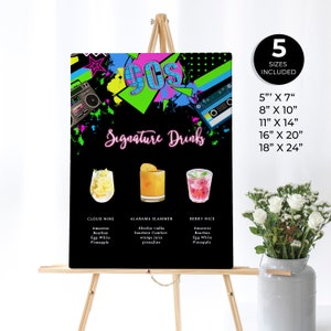 Enseigne de menu de bar des années 90, Enseigne de boissons exclusives, Design de tableau noir