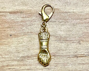 Imperator Figa hand   - antique style 18K gold plated charm / pendant on spinner ( lobster claw clasp)