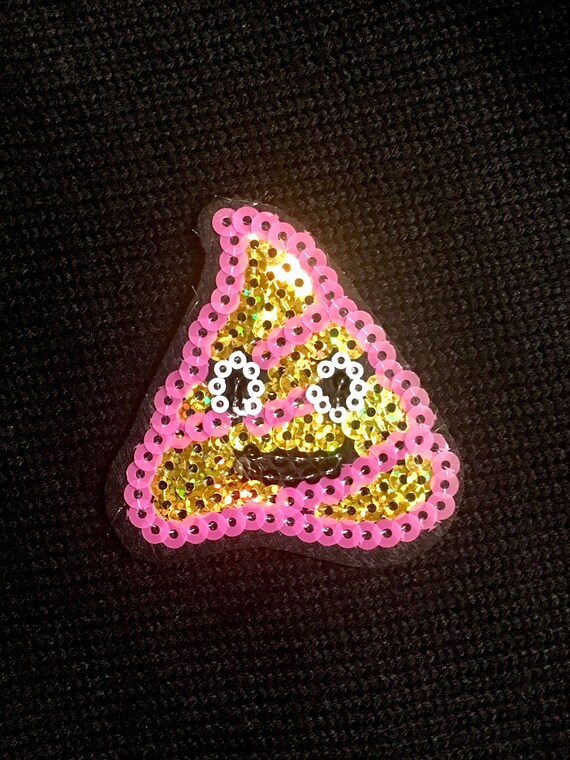 Poo - colour sequin embroidered sew / iron on fashion patch