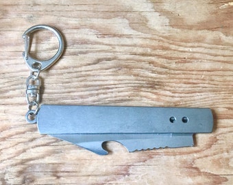 Stainless steel folding knife on keychain