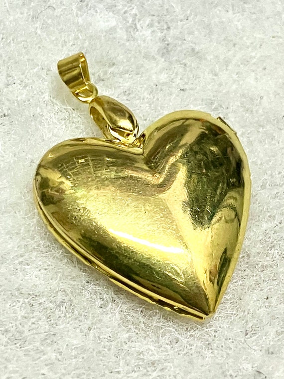 Antique style filigree heart - vintage 18K gold p… - image 2