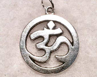 OM - vintage silver plated pendant/ charm