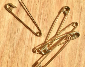 18K gold plated vintage safety pins - set of 5 pieces.