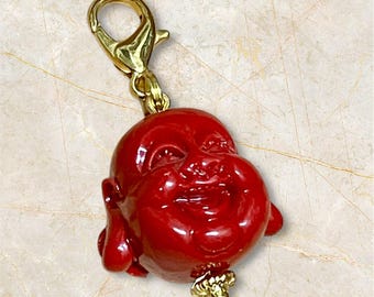 Smiling Buddha - vintage charm on 18K gold plated spinner (lobster claw clasp).