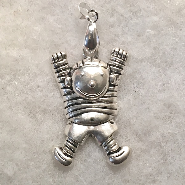 Happy boy - silver plated charm/ pendant on spinner.