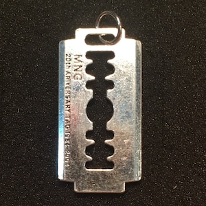 Razor blade - silver plated charm