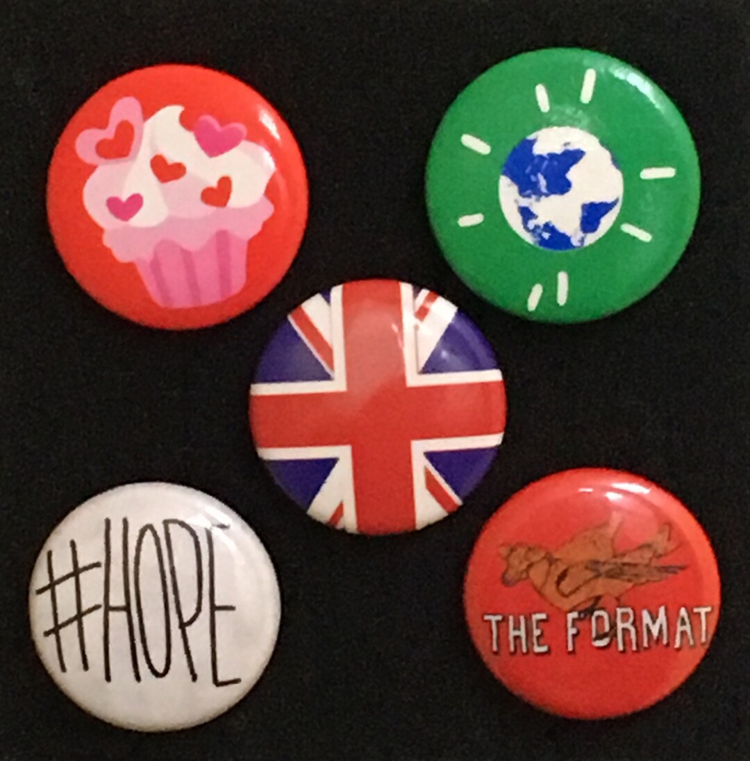 Lot of 5 Vintage Pin Back Buttons Etsy