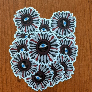 Sunflower Sticker - Vinyl Decal - Long Lasting Sticker - Original Artwork - Water Bottle Decor - Surrealistic - Laptop Skin - Cute Sticker