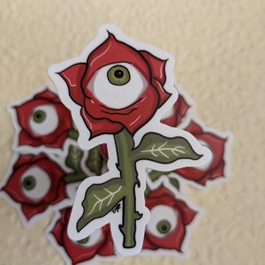 Eye flower Art - Vinyl Decal - Long Lasting Sticker - Original Artwork - Water Bottle Decor - Surrealistic - Laptop Skin - Cute Sticker