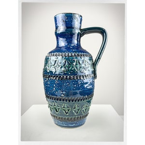 Rare Aldo Londi Rimini Blue Jug Vase - Bitossi Italian Ceramics, Vintage Raymor Mid Century Decor, MCM Flower Vase