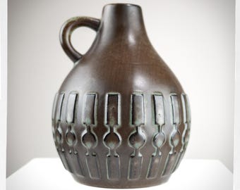 1960s Ceramano West German Pottery Vase, Brutalist Studio Ceramic, "Minerva" Decor Form 900, Fat Lava Era Ransbach-Baumbach