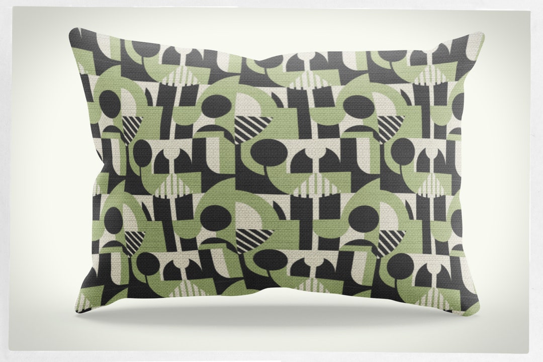 Mid Century Pillow Cover 26x20 Olive Green Pillow Cover With 1920s