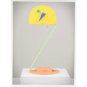Rare 1980s Post Modern Vintage Table or Desk Clock by Nicolai Canetti for Arttime, Memphis Style, Pastel Colors, Bookshelf Decor, Kartell