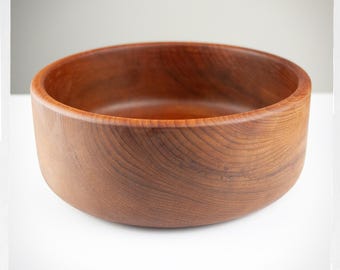 Hand Turned Solid Teak Bowl, Mid Century Modern Wood Fruit Bowl, Danish Modern Style Wooden Serving Bowl, Housewarming Gift