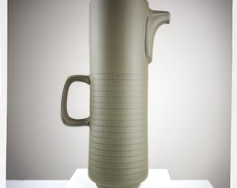 Vintage Denby Camelot Chevron Coffee Pot | 1961 Gill Pemberton Design | Dark Green British MCM Stoneware