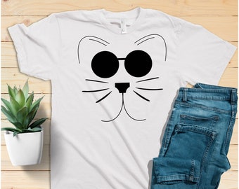 Cool cat tshirt, fun cat wearing sunglasses shirt,