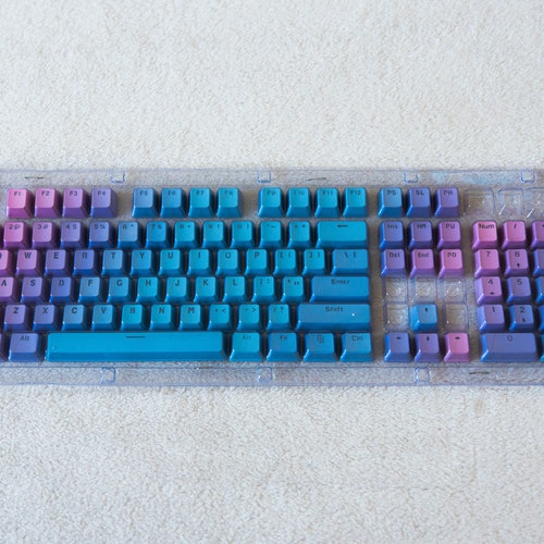 Purple Gradient Rainbow Keyboard Caps 104 Double Shot Keycap Etsy