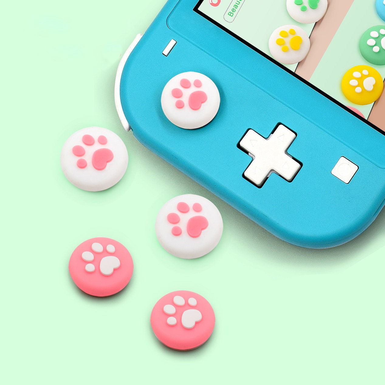 2 PCS Cat Paw Print Thumb Grips Silicone Caps For Nintendo Etsy