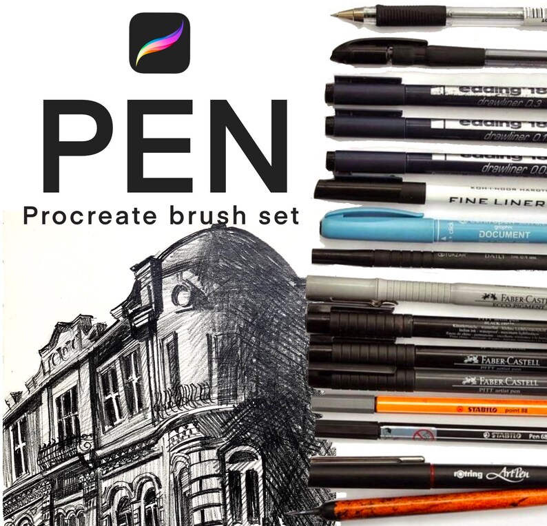 Pen drawer Procreate Brush set Etsy