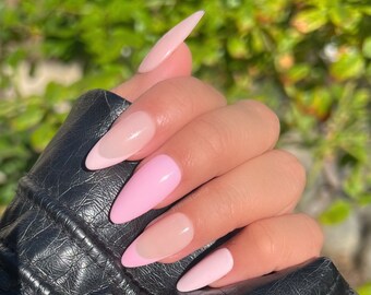 White Pink Press on Nails, White Pink Nails,pink Nails, Pink