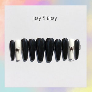 Black press on nails, black nails, black nails, long black nails, spooky nails, Halloween nails, Halloween nails 2023, black goth nails