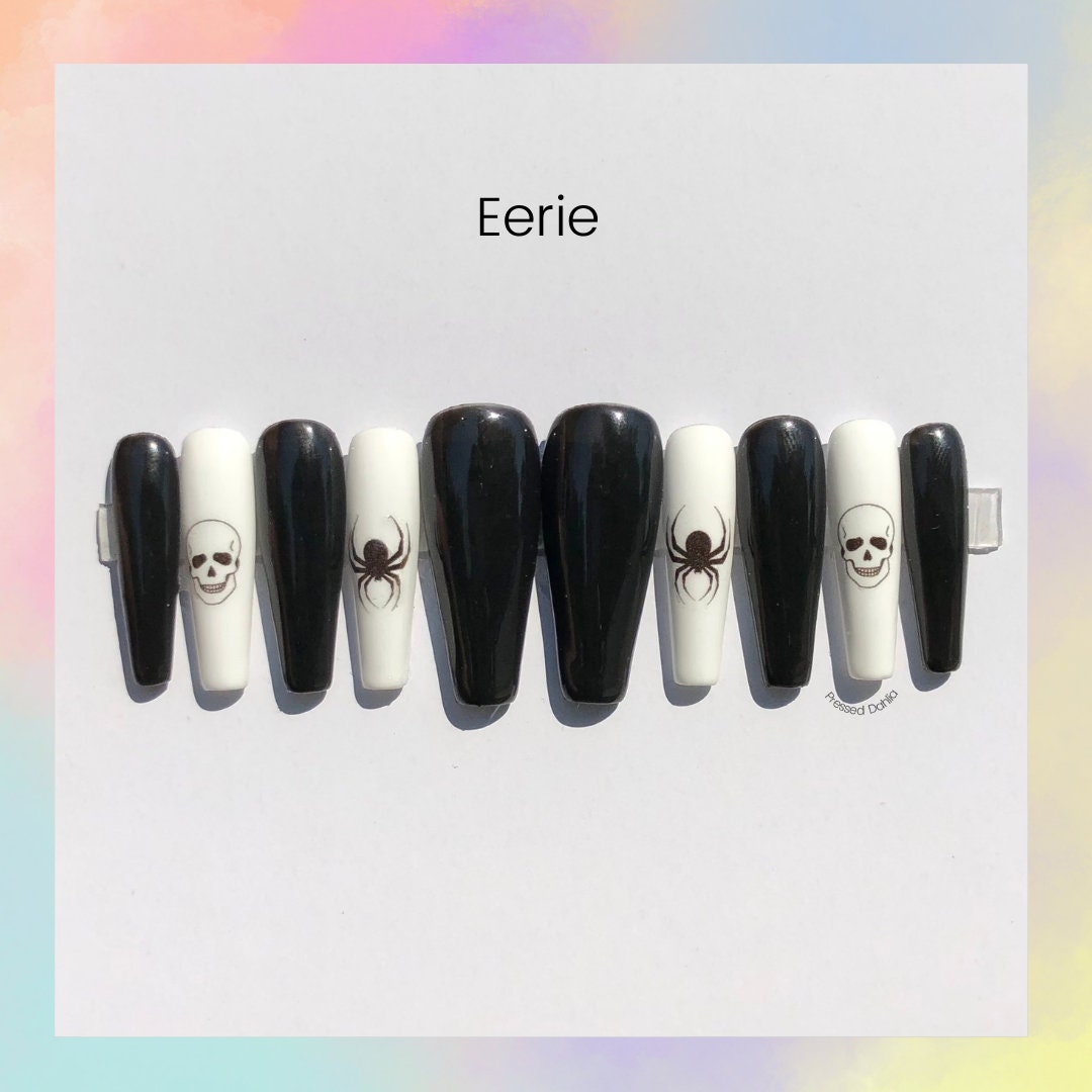 Black Press on Nails Black Nails Black Nailslong Black - Etsy