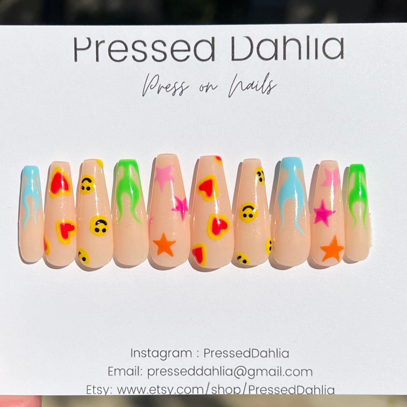 Mixed Match Press on Nails Colorful Mix Match Nails Smiley - Etsy