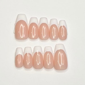 White French press on nails, white French nails, deep c French nails, French nails, French nails short, French nails press on,press on nails