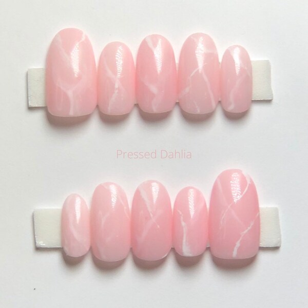 Rose quartz press on nails, rose quartz nails, marble nails, pink marble nails, spring nails, Valentine’s Day nails, pink nails,summer nails