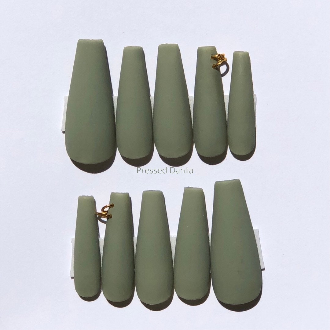 Green Nails With Piercings. Nail Piercings Sage Green Nails - Etsy