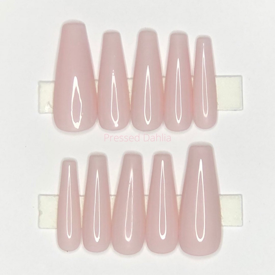 White Pink Press on Nails White Pink Nailspink Nails Spring - Etsy