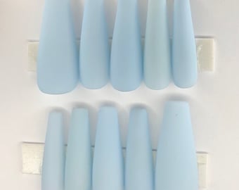 Baby blue press on nails, matte blue nails, summer press on nails ,pastel blue nails, light blue nails,baby blue nails, blueberry milk nails