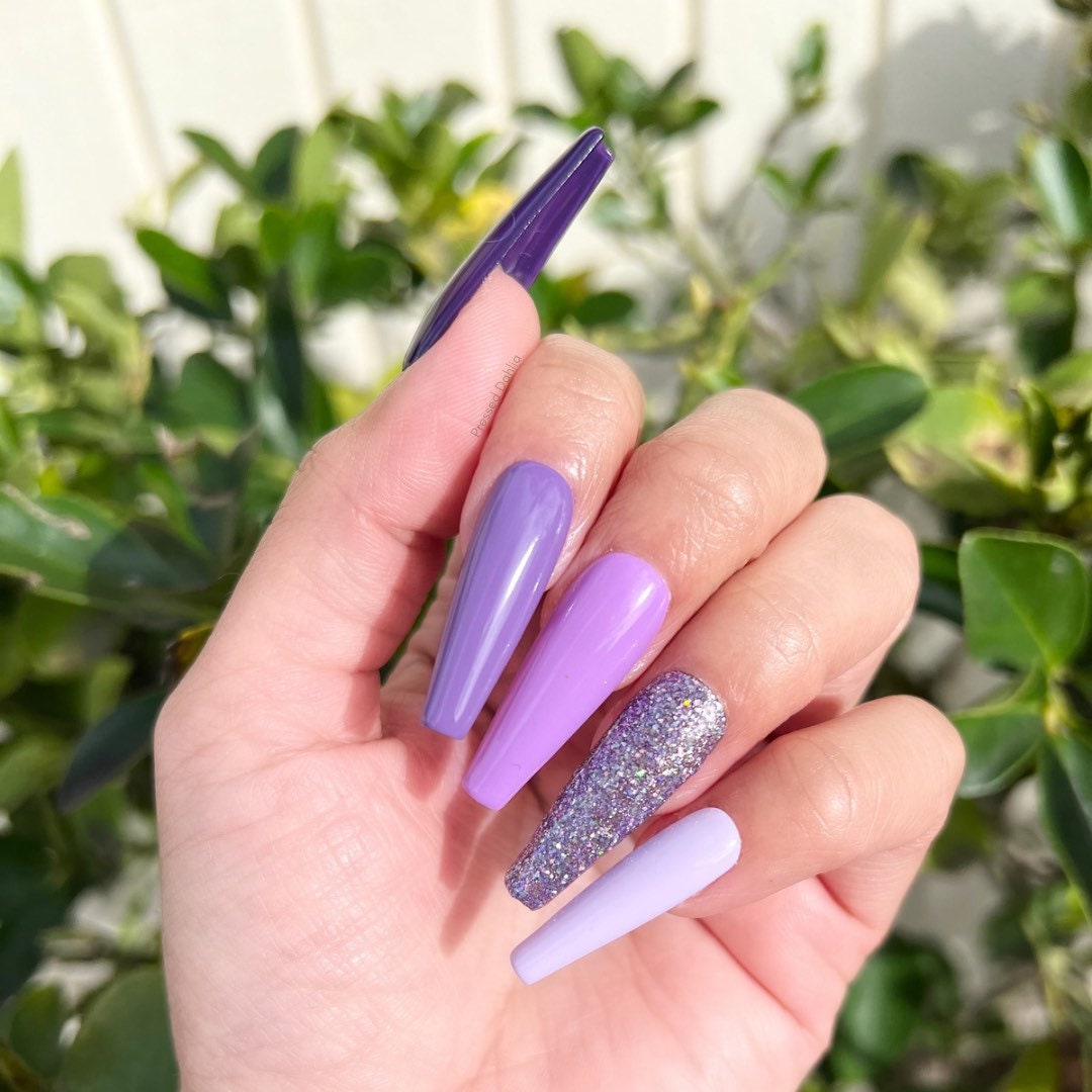 Purple ombre clearance nails coffin