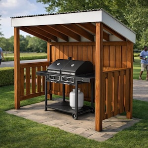 DIY 4x8 Grill Shelter Plans – Lean-To BBQ Cover (PDF Download)