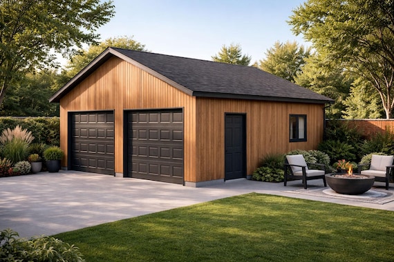 24x24 Two-Door Garage Plans: DIY Workshop or Home Office (PDF Download)
