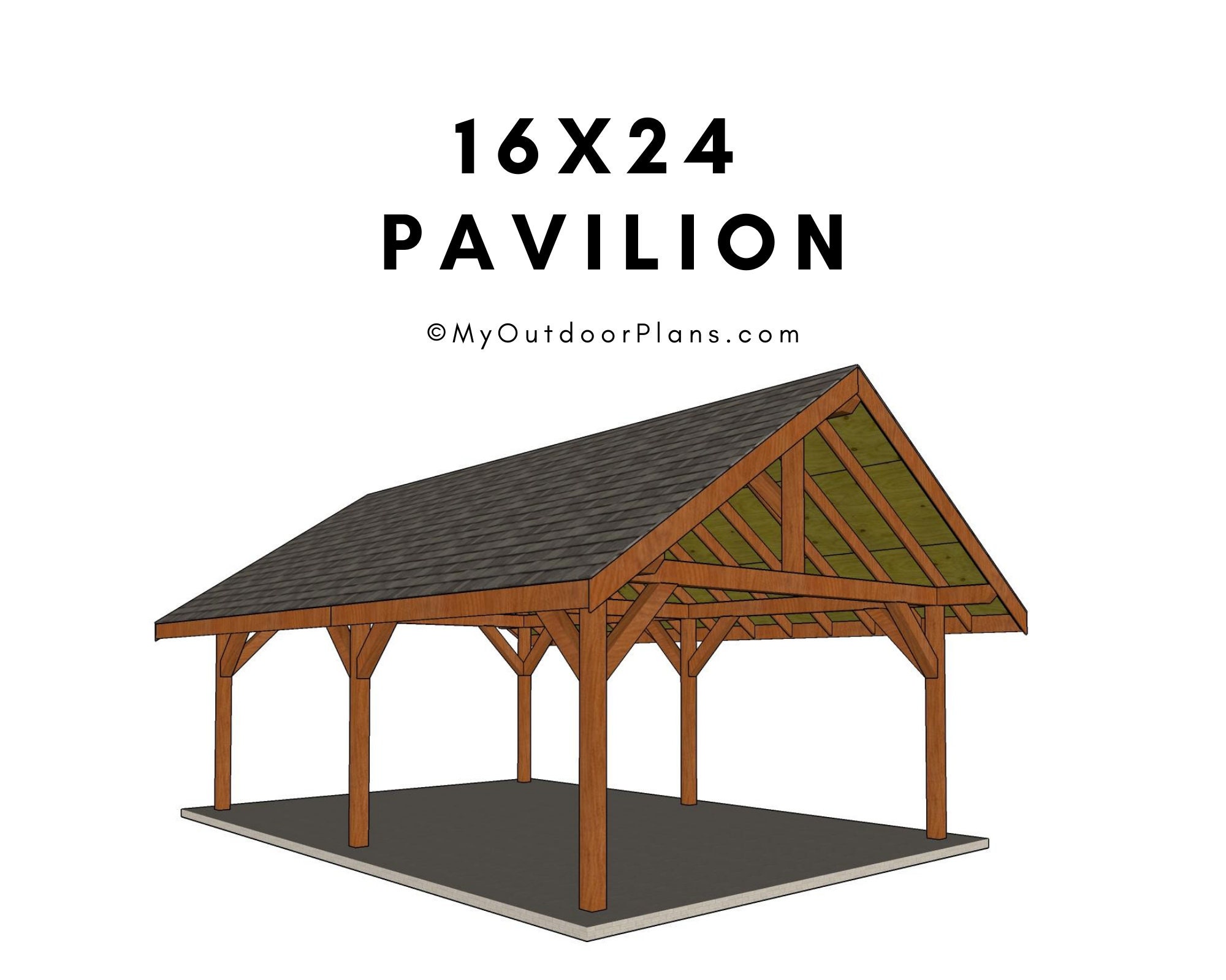 16x24 Gable Pavilion Plans - DIY Large Pavilion Plans - PDF Download