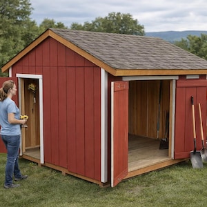 12x14 Gable Shed Plans – DIY Garden Rectangular Storage, Side Access (PDF Download)