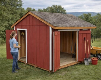 12x14 Gable Shed Plans – DIY Garden Rectangular Storage, Side Access (PDF Download)