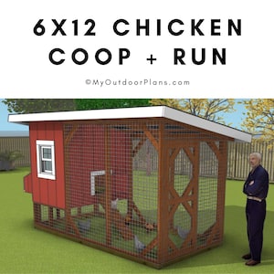 DIY 6x12 Chicken Coop Plans - Chicken Coop with Run Plans - Easy Chicken Coop Plans - PDF Download