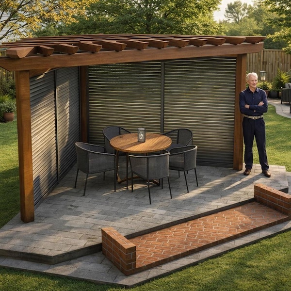 10x10 Corner Pergola DIY Plans - Triangle Design (PDF Download)