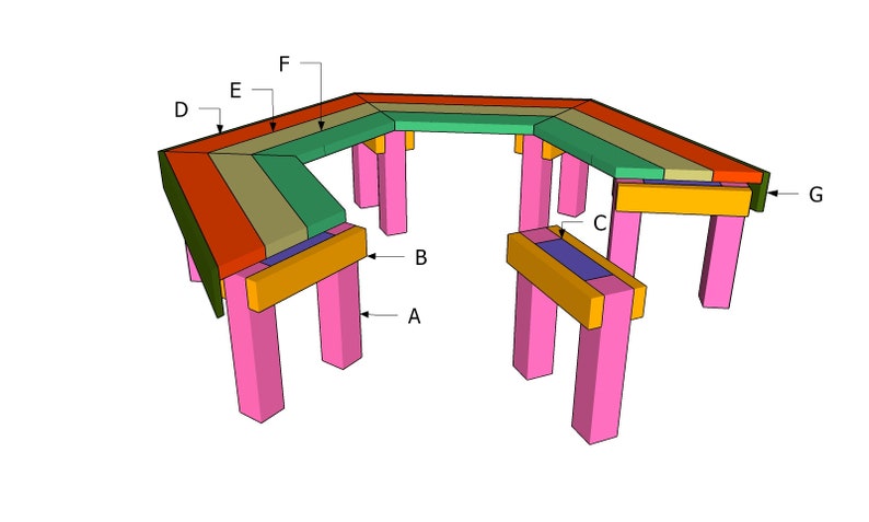 Hexagonal Tree Bench Plans - PDF Download - Etsy