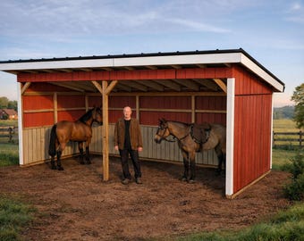DIY 12x24 Run-In Shed Plans – Two Horse Shelter (PDF Download)