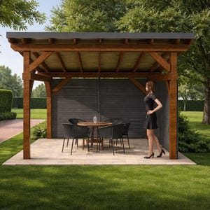 12x12 Lean To Pavilion DIY Plans - Modern Backyard Structure (PDF Download)