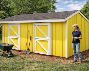 10x20 Two-Stall Horse Barn Plans: DIY Post Frame Stable (PDF Download)